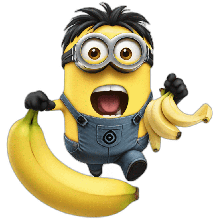 Yelling minion holding an banana smothie emoji