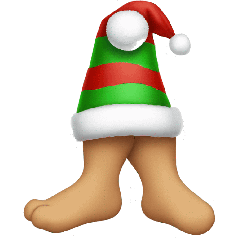 Foot wearing Christmas hat emoji