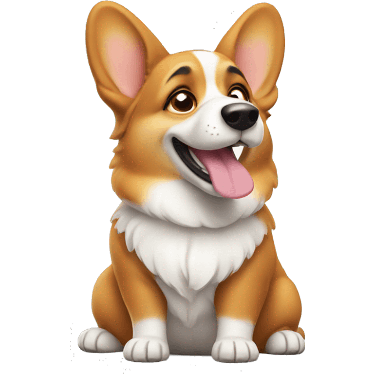 thinking corgi with a thinking gesture  emoji