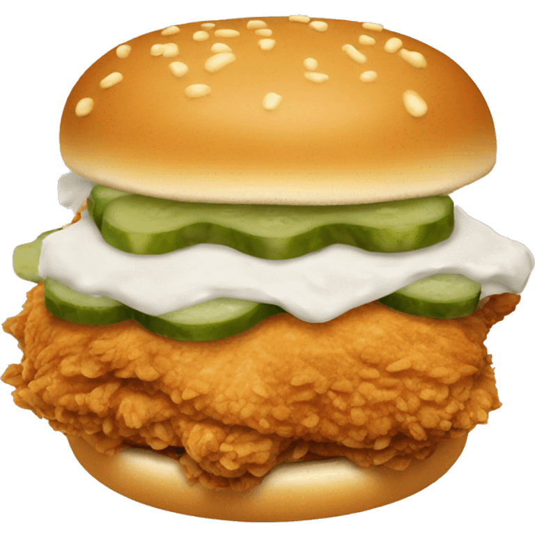 Crispy chicken sandwich with pickles and mayonnaise  emoji