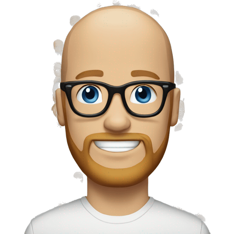 White groom with black glasses blue eyes no hair and strawberry blonde beard  emoji