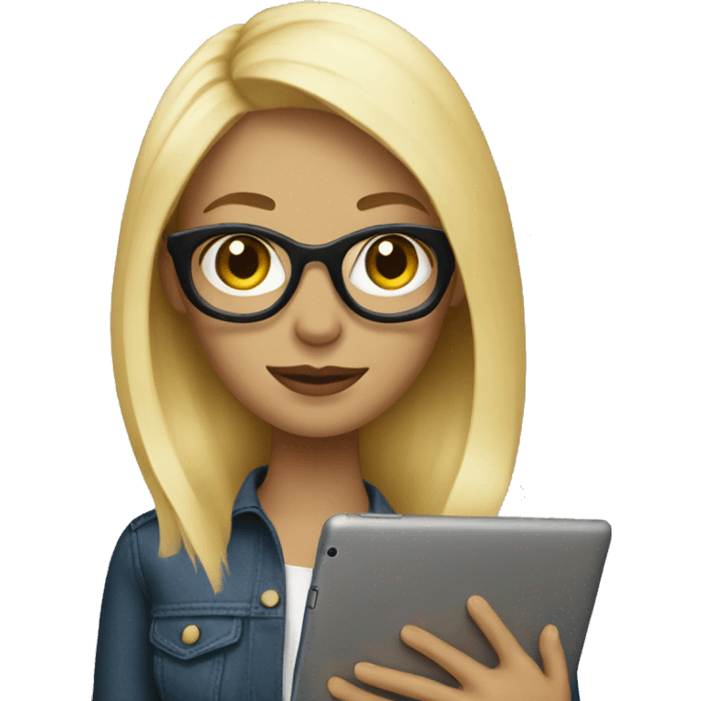 Designer blonde with an iPad tablet emoji