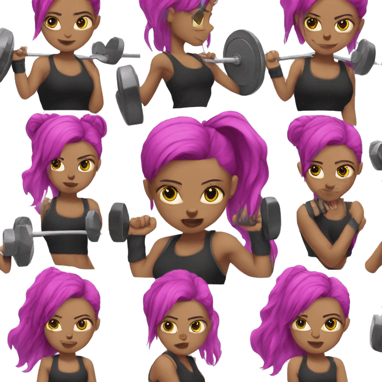 Goth girl with magenta hair working out  emoji