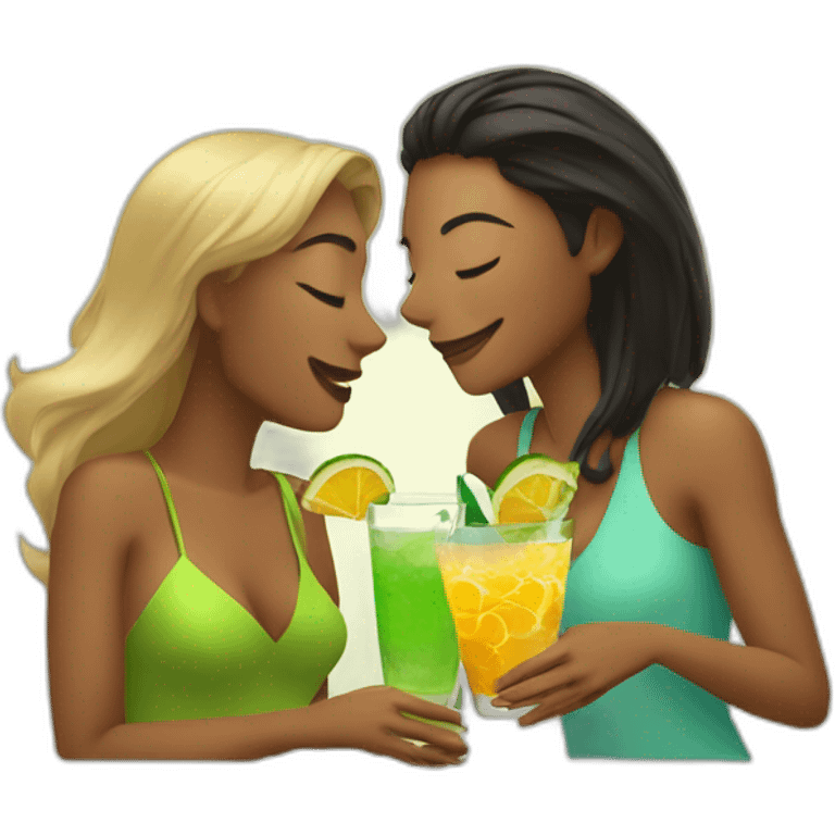 Wen and woman drink coctails emoji