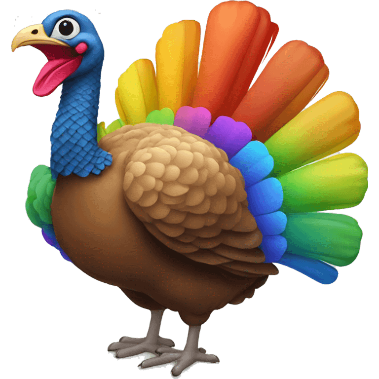 Rainbow colored turkey emoji