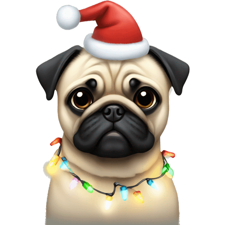 Pug wearing Christmas lights emoji