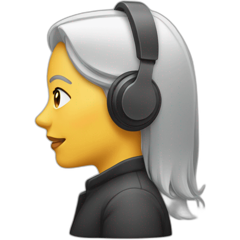 front profile of an emoji wearing an earpiece, women cocation  emoji