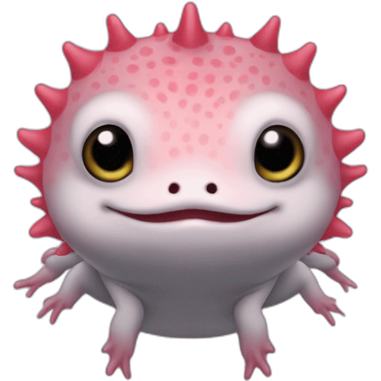 an axolotl with big black eyes, no mouth emoji