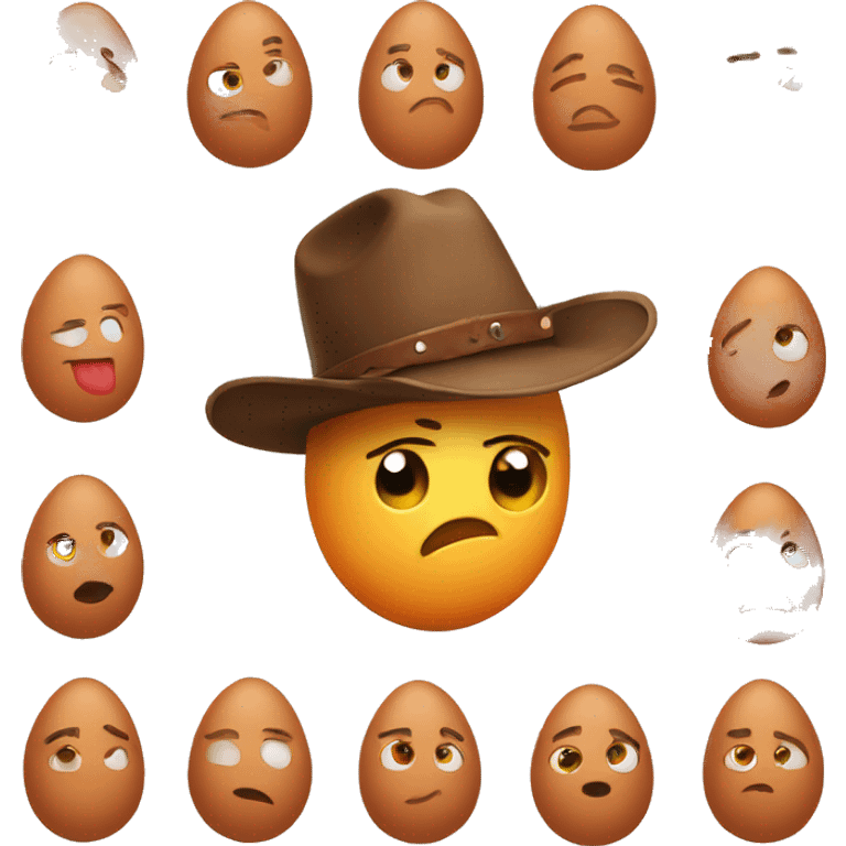 An egg wearing a cowboy hat while making a kissy face emoji