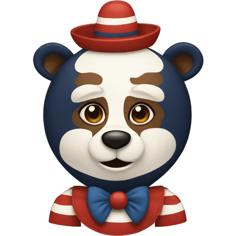 Clown bear. Navy, Red, Brown, and Crème white emoji