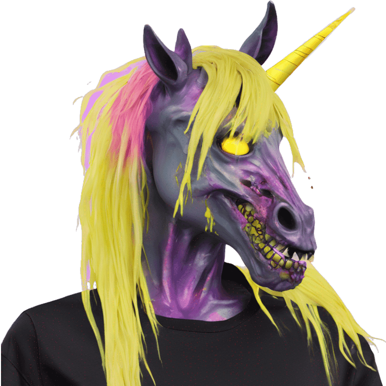 .Zombie_ Vaporwave black holographic oilslick zombie unicorn smoking yellow caution tape  emoji