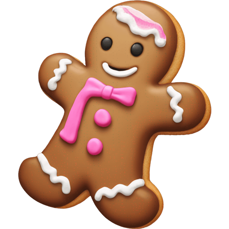 gingerbread cookie with pink frosting emoji