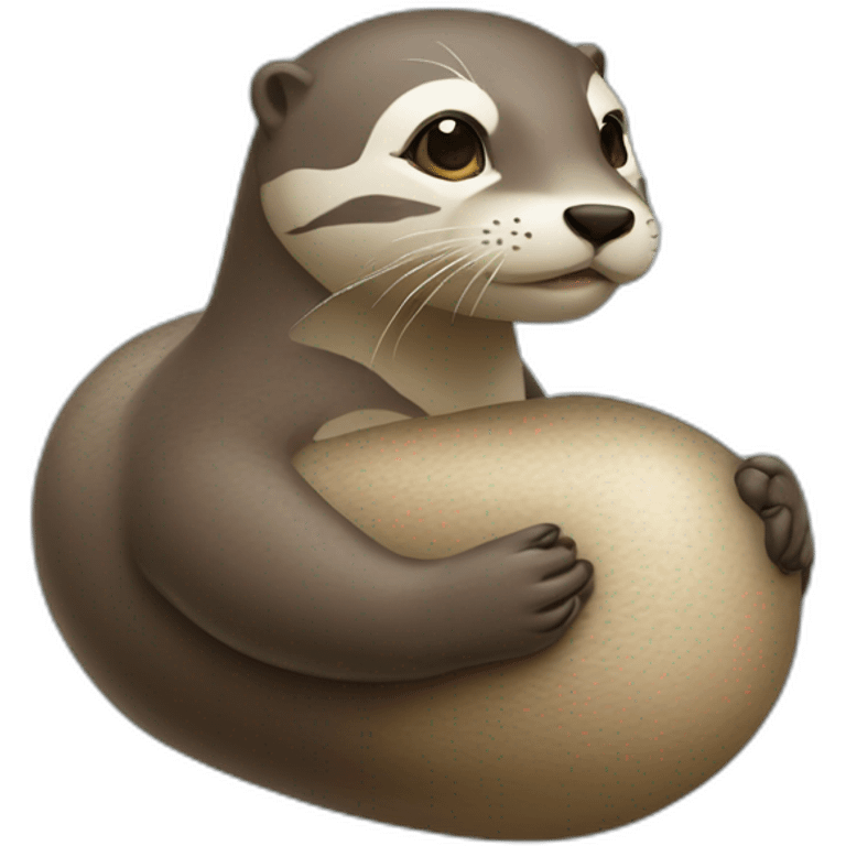 Maquron qui caresse une loutre emoji