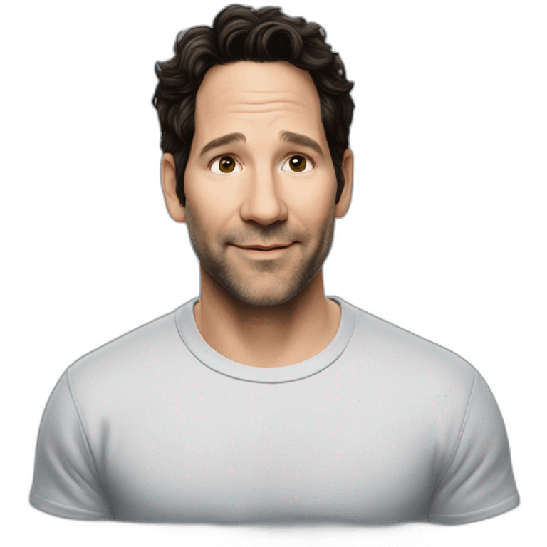 actor Paul Rudd wearing t-shirt emoji