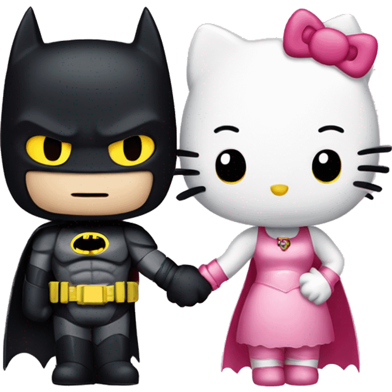 Hello kitty and Batman holding hands emoji