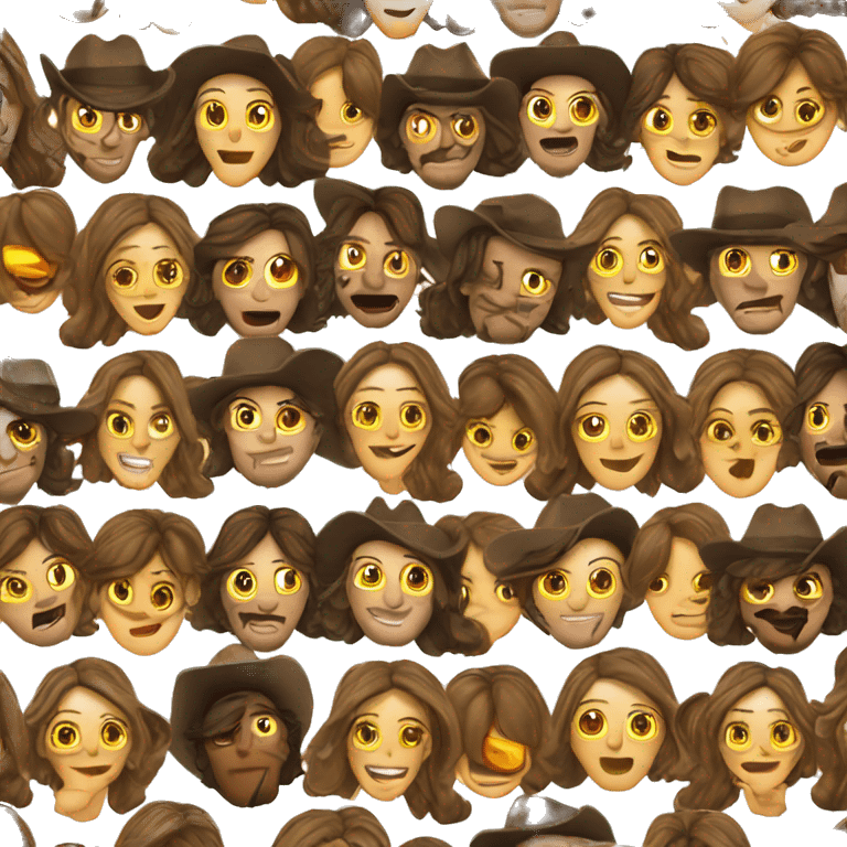 A brunette girl STARSTRUCK by a hot cowboy emoji