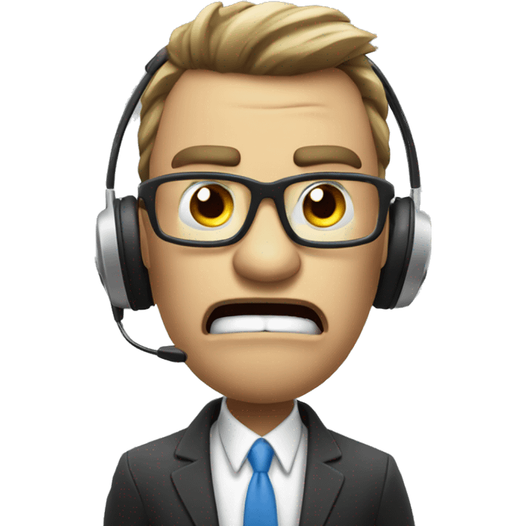 Angry sales agent making a sales call wearing a headset angry face saying wrong words emoji