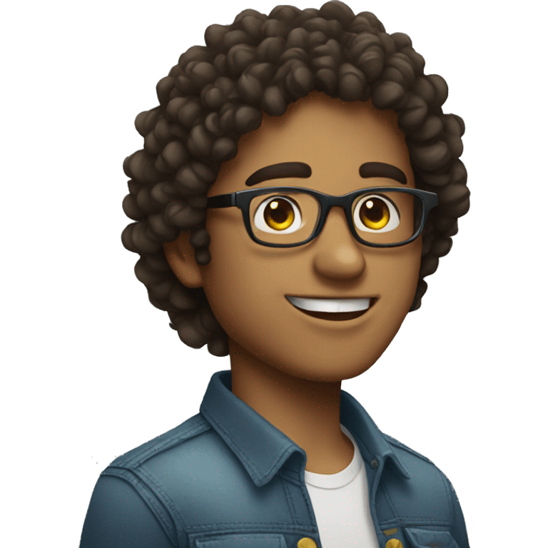 Cute guy with glasses from El Salvador with curly hair emoji