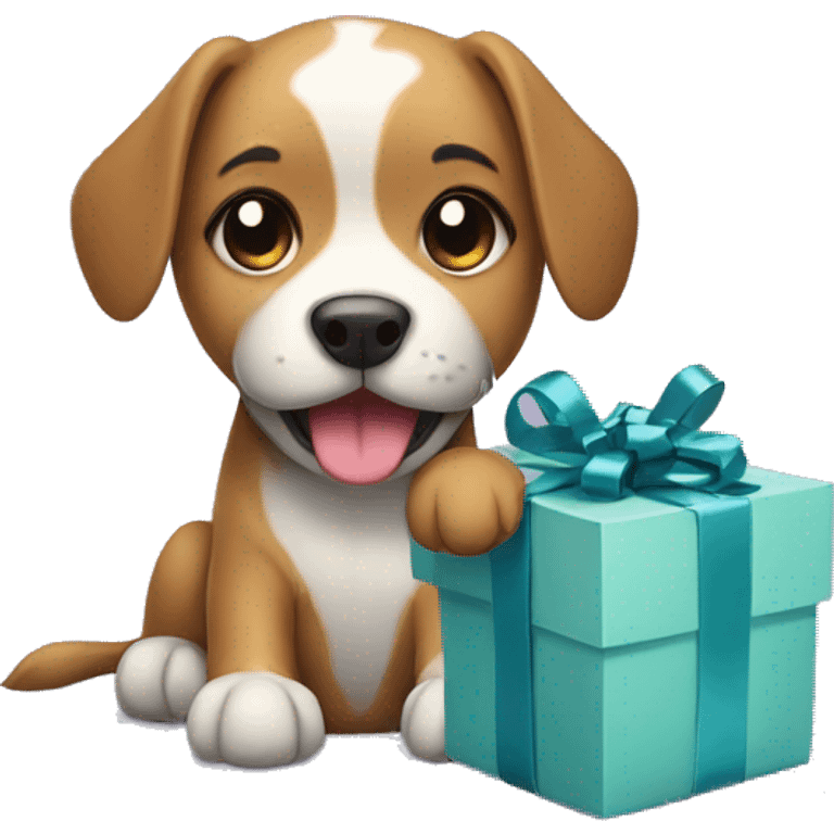 Dog in a present  emoji