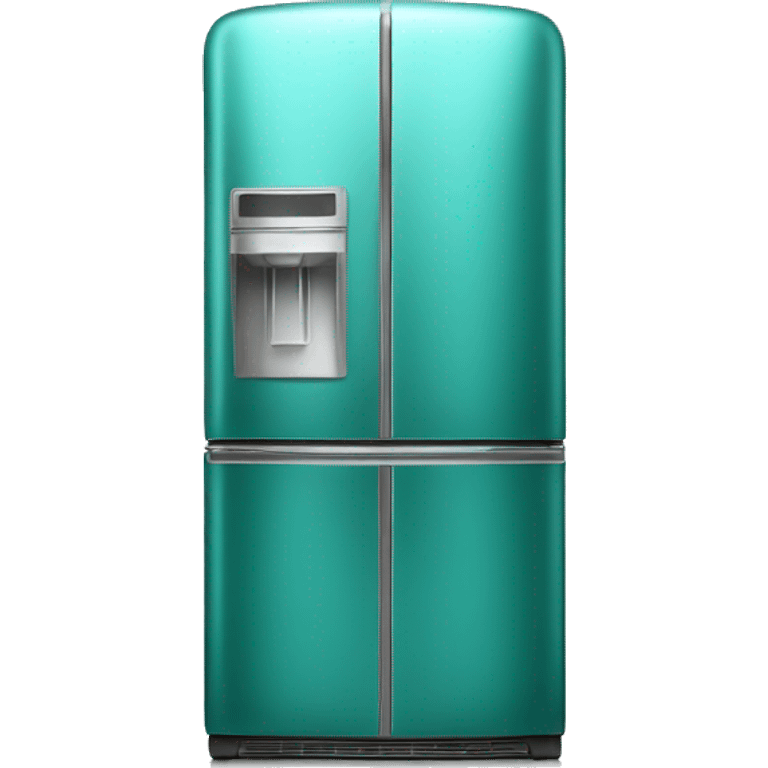 Realistic metallic teal fridge isolated.  emoji