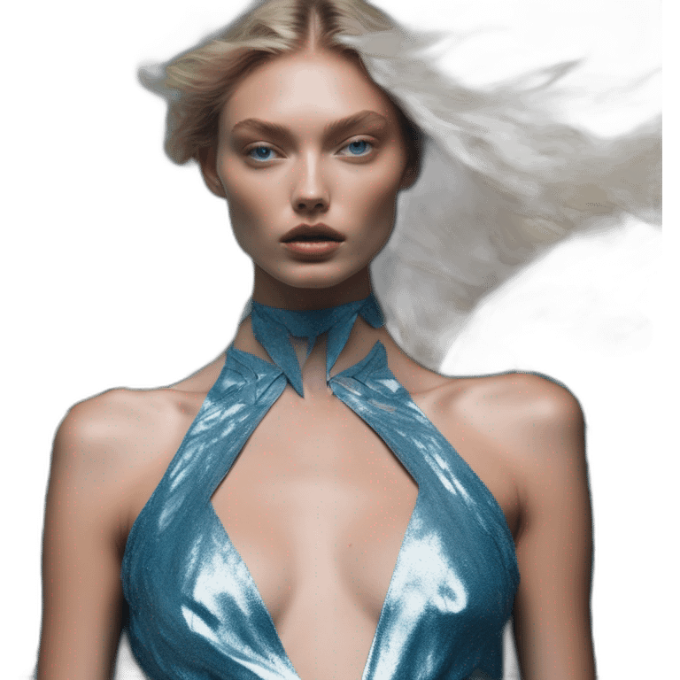 elsa hosk, david bellemere, Bare belly, Wings, Choker, Bathed in shadows, FOV 90 degrees, short lighting, L USM, Cold Colors, gilded technique, extremely hyper aesthetic, absurdres emoji