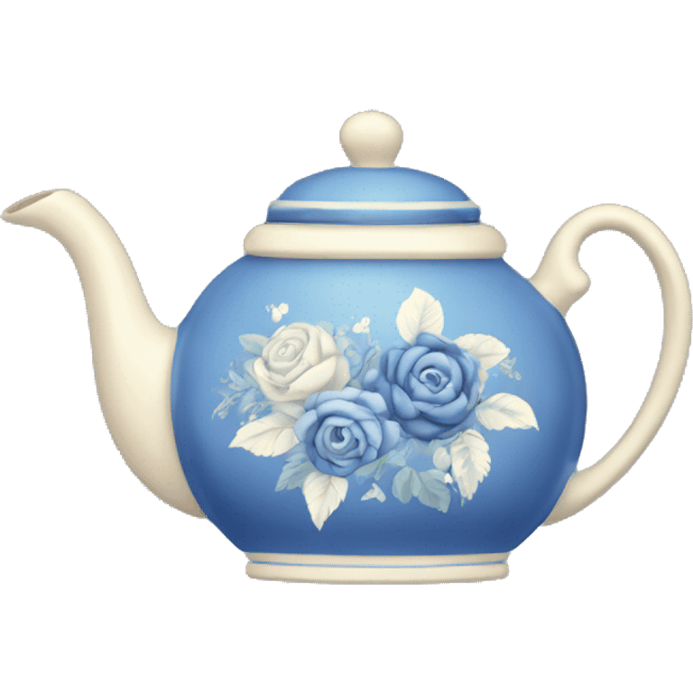 Vintage floral blue teapot with bows emoji