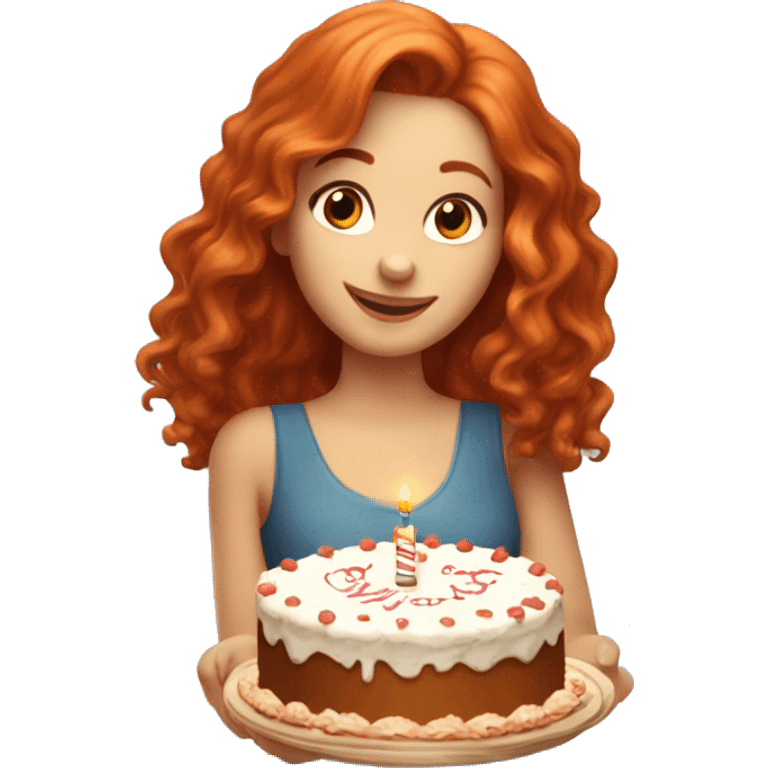 Elbette, işte istediğiniz şekilde bir prompt:

Red-haired beautiful girl holding a birthday cake, looking happy. emoji