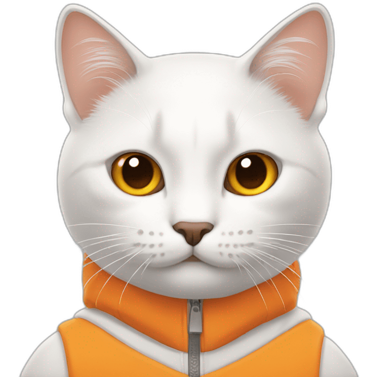 Gato blanco con naranja emoji