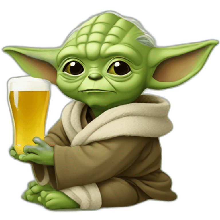 yoda qui utilise la force pour boire une bière emoji