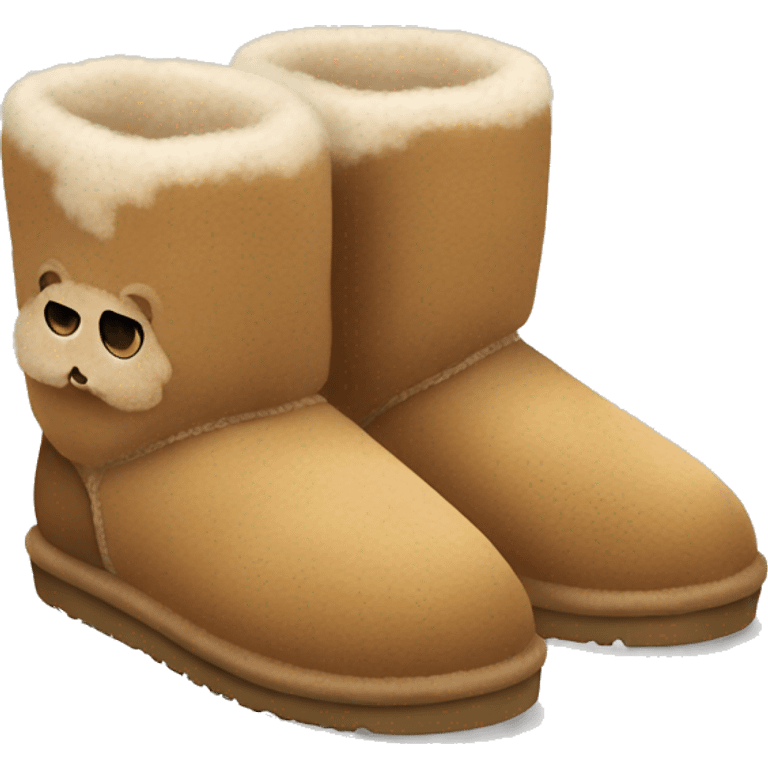 light brown ugg fuzzy slippers emoji