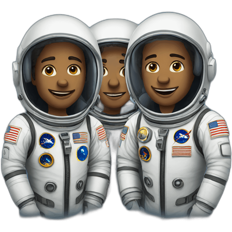 three astronauts emoji