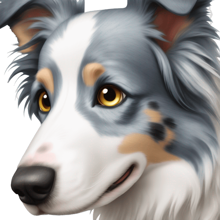 Blue merle border collie dog eyes blue emoji