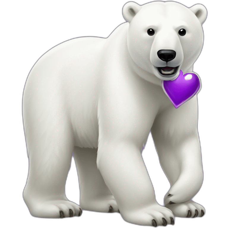 Polar bear with a purple heart emoji