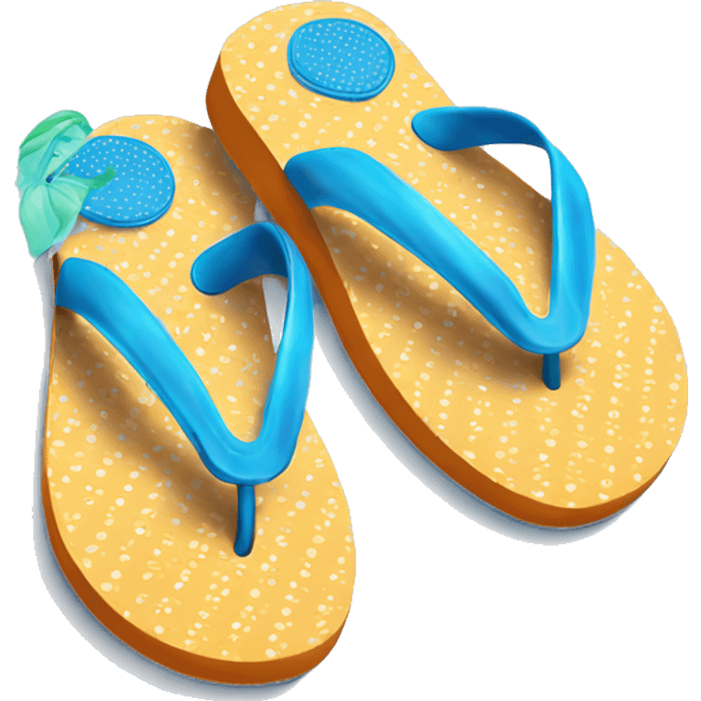 Realistic pair of polka dot summer flip flops isolated. emoji