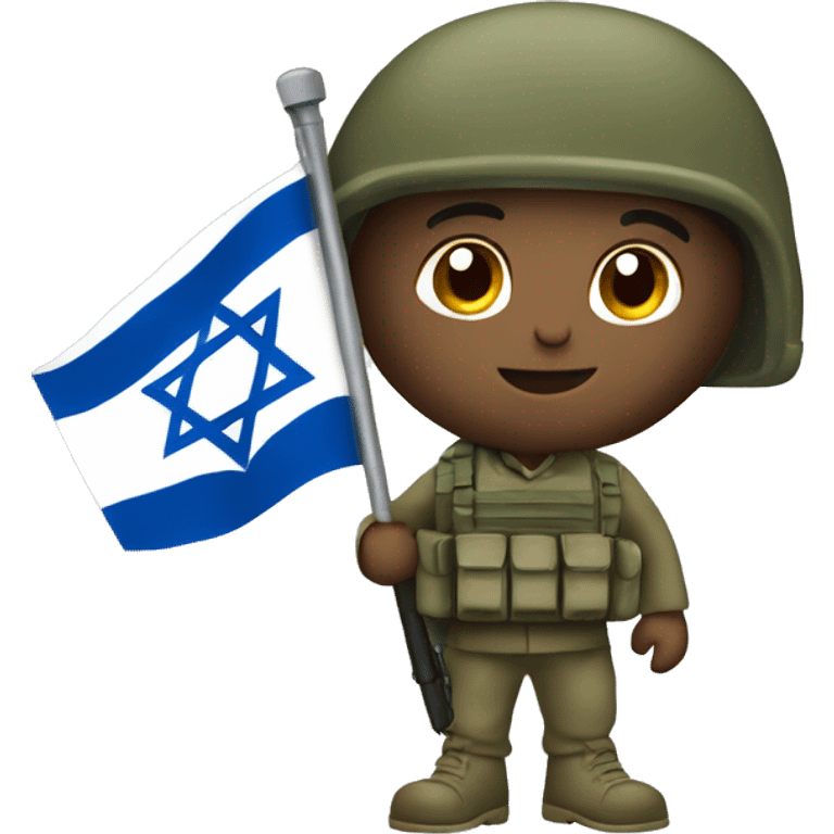 An Israel Defense Forces soldier holding an Israeli flag emoji