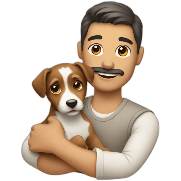 A man holding a puppy  emoji