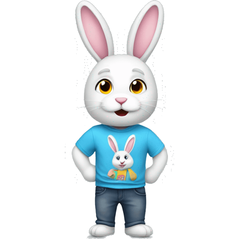 A bunny with t Shirt emoji