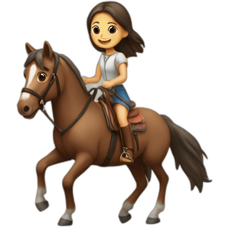 Muchacha pelirroja saltando en caballo emoji