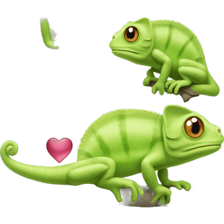 2 chameleons with heart in de middle emoji