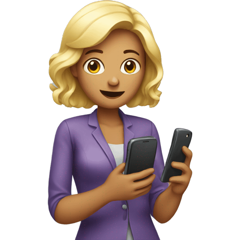 woman showing big phone emoji