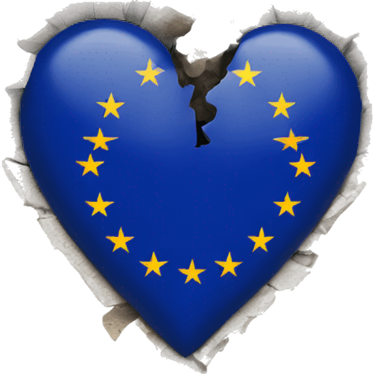 Broken heart with EU flag emoji