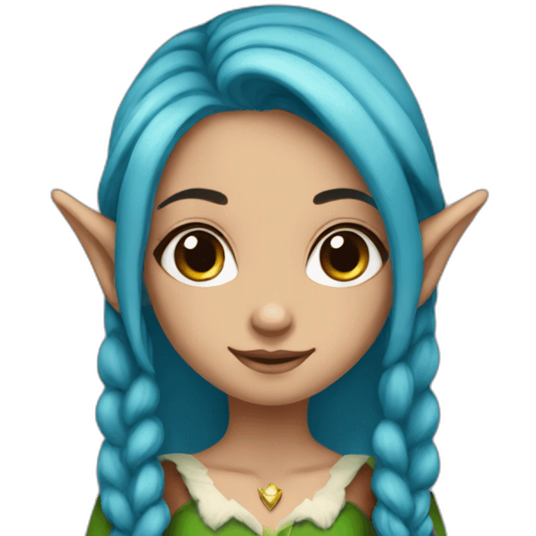 Elf girl with blue hair brown eyes emoji