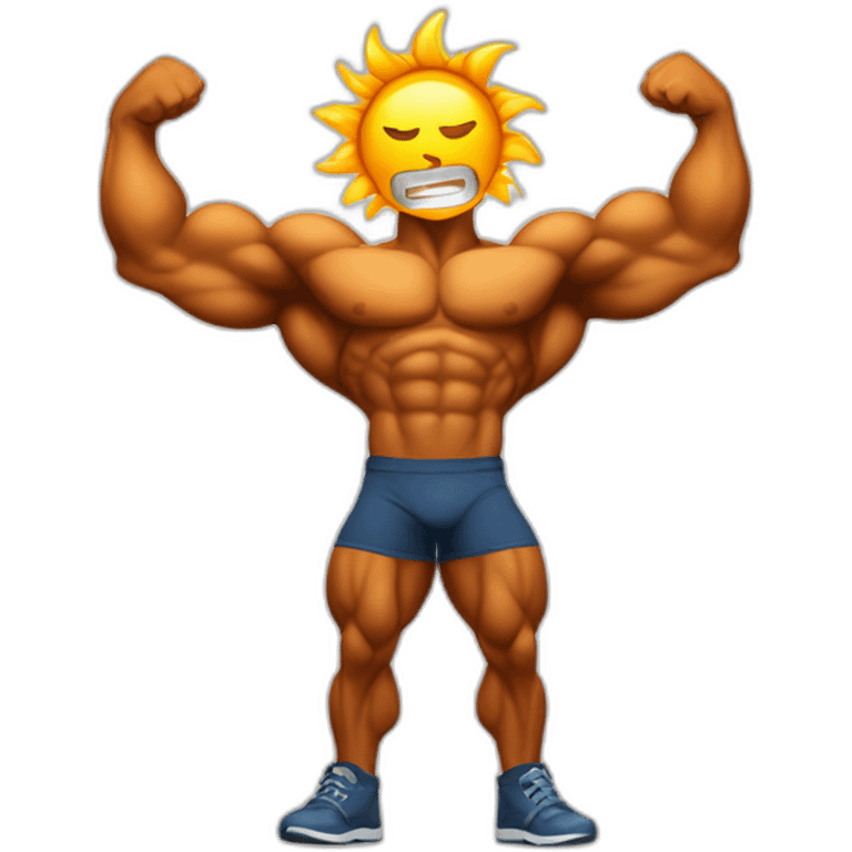 the sun as a bodybuilder, flexin his biceps emoji