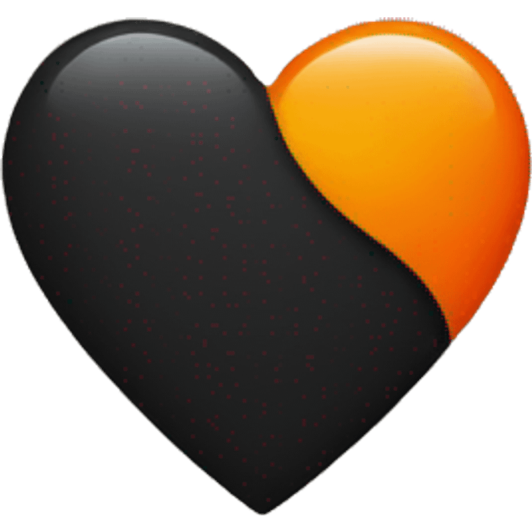 Half black and half orange heart emoji