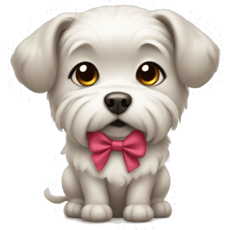 Cute bow wearing dog emoji