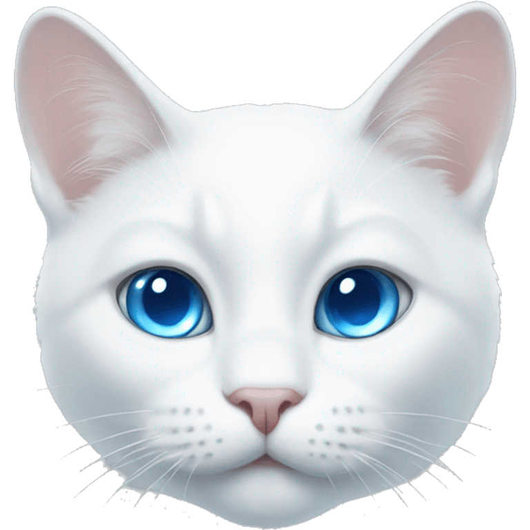 White cat with a blue eyes emoji