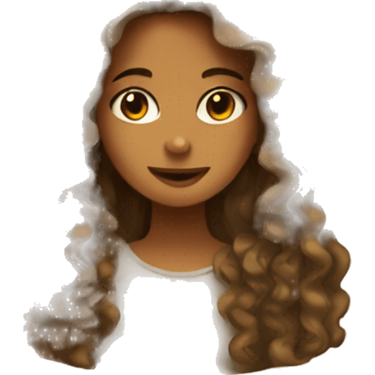 Tan girl with long curly hair emoji