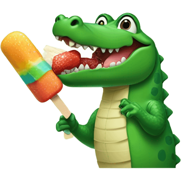 Alligator eating a popsicle  emoji