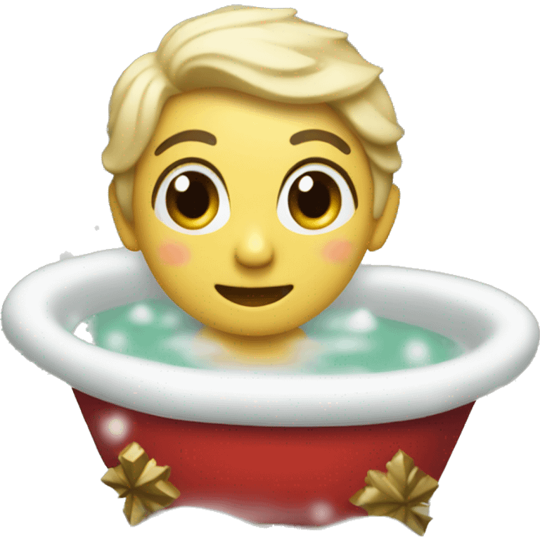 A Christmas bath emoji