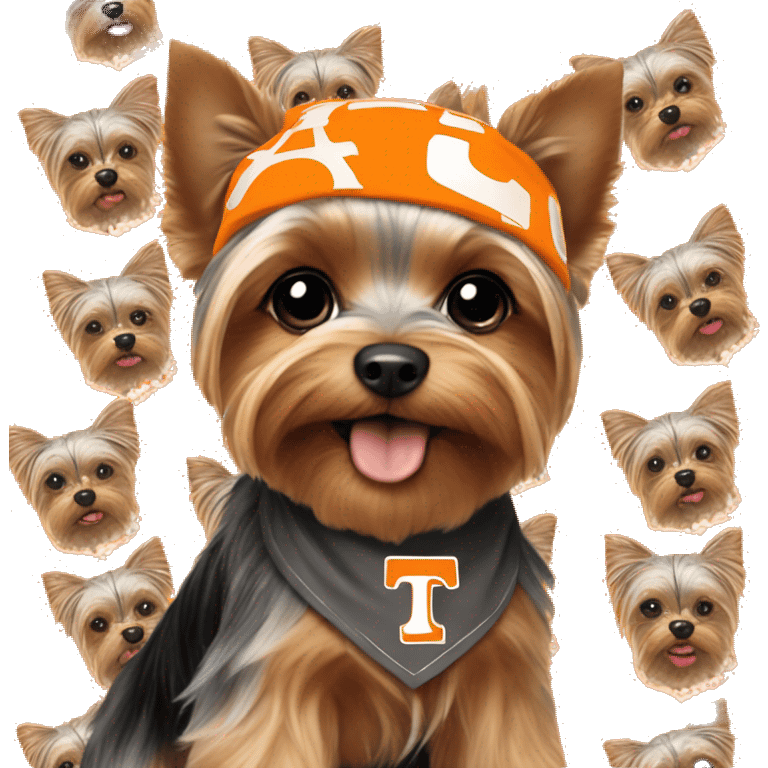 Yorkie dog wearing TN Vols bandana emoji